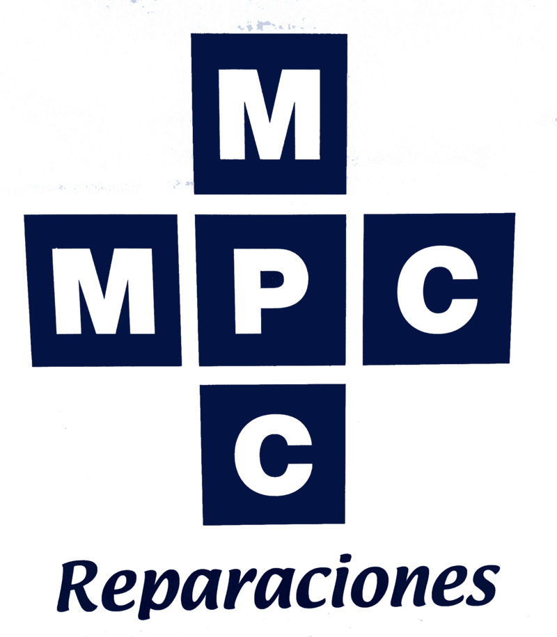 Es un logotipo para una empresa llamada mpc reparaciones.